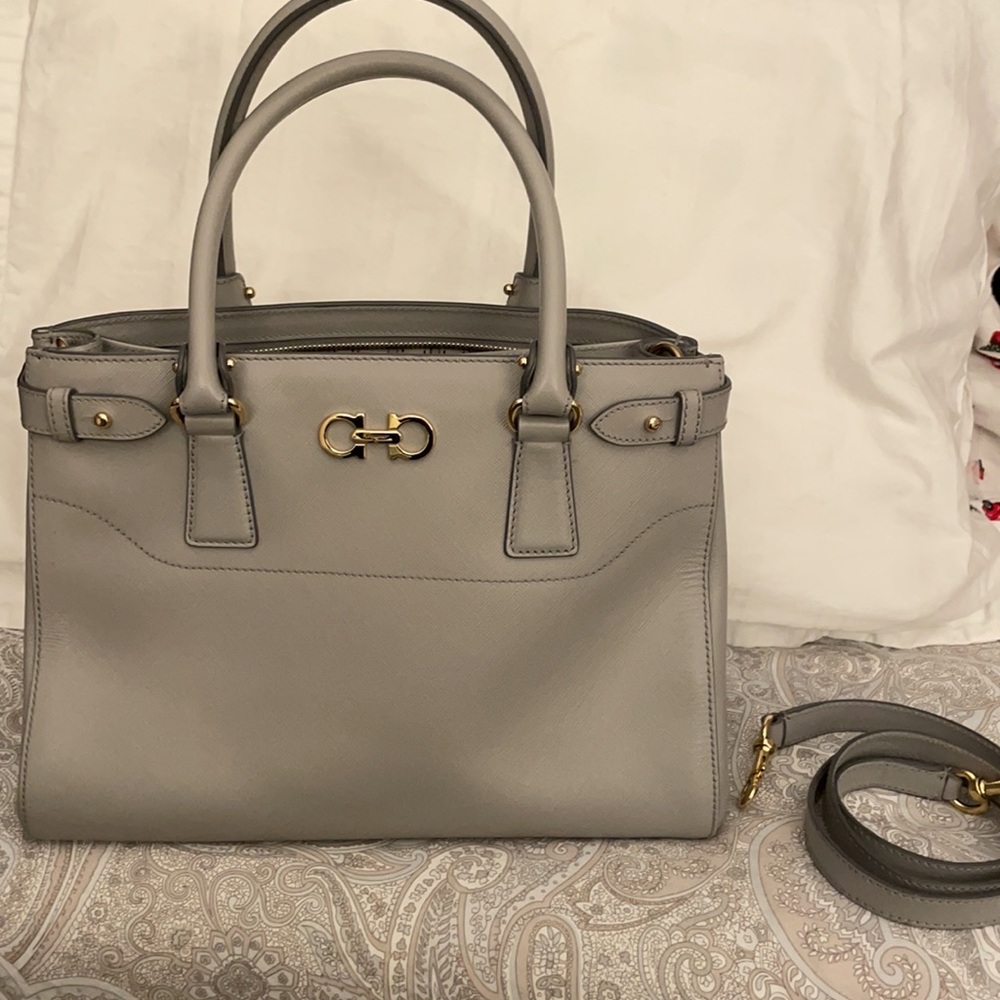 COPY - Authentic Salvatore Ferragamo gray shoulder bag. - Picture 3 of 13